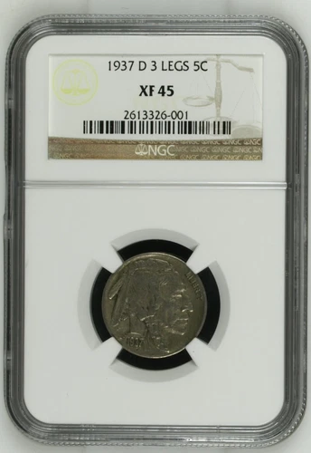 1937 D Buffalo Nickel NGC XF-45 D 3 Legs
