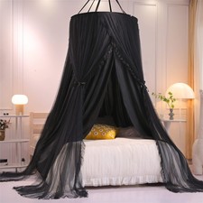 VETHIN Double Layer Princess Round Dome Canopy Bed Curtain for Girls Adults,C...