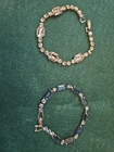 Set Vintage 7 Inch Bracelets Costume Jewelry Weiss Signed Diamond  Blue Sapphire
