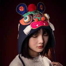 Chinese Hand-Embroidered Tiger Head Hat - Adult Teen Size
