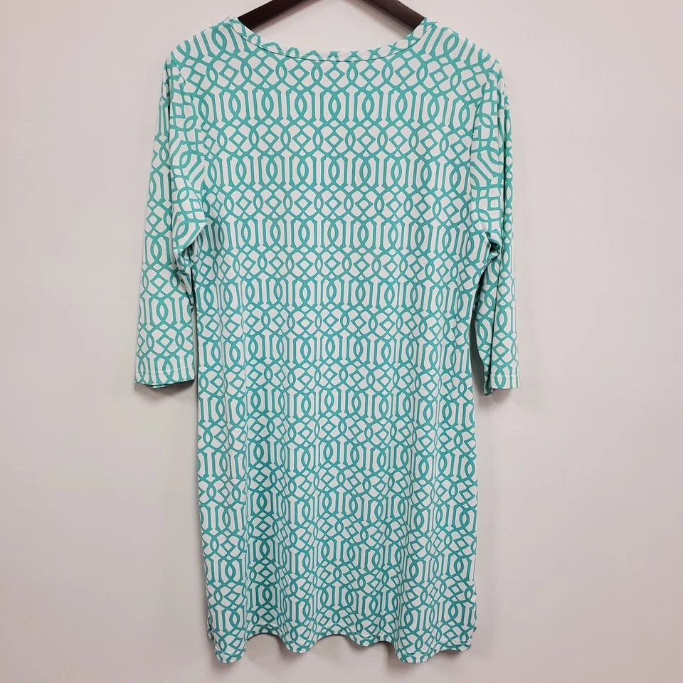 Vestido recto Lulu B para mujer geométrico FPS talla L azul vacaciones de verano playa viaje Foto 3 de 4