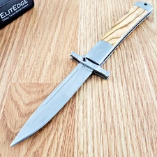 ElitEdge Folding Pocket Knife 4.1" Satin Stainless Steel Blade Maple Wood Handle