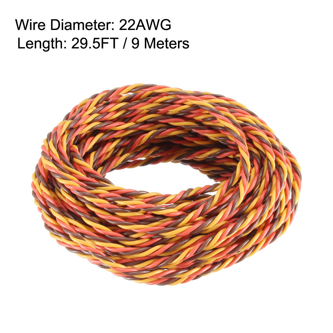 29.5FT/9Meter 28AWG Servo Wire 3P Twist Extension Cable 30 Core Brown