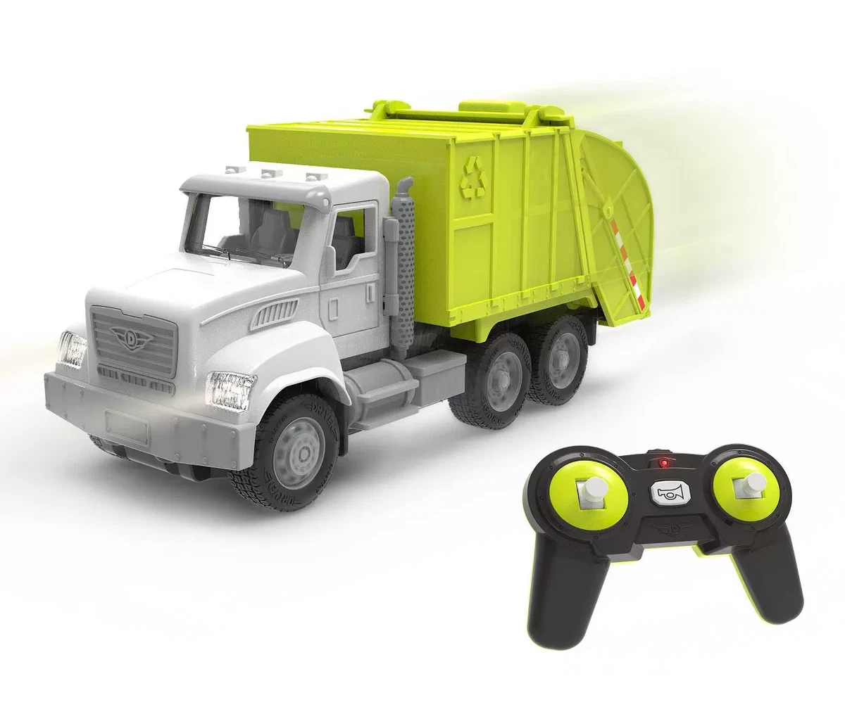 Battat DRIVEN Micro Series Green Toy Recycling Truck with Remote
