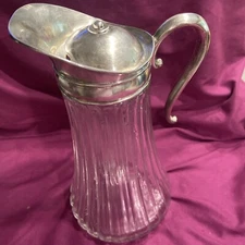 Vintage Drinks Carafe w/ Silver Lid and Ice Cylinder Insert & Gasket