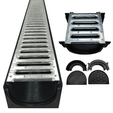 Steel drain 3 X 1M Storm Channel Driveway Garden Garage FREE Accessory