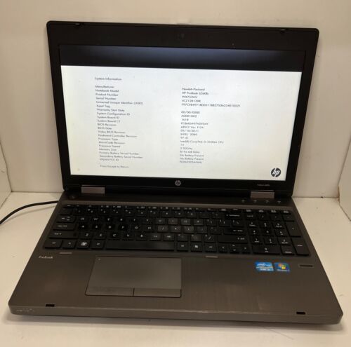HP Pavilion ProBook 6560B Core i5-2520M 2.50 GHz 8GB Ram 250GB HDD W/Charger 423 - Picture 1 of 11