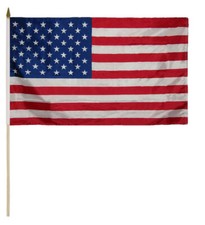 12 Pack USA American 50 Star 100D 12"x18" Stick Flag 30" Wood Staff