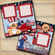1ST JULY 4TH  2 premade scrapbook pages paper piecing BABY DIGISCRAP  A0037