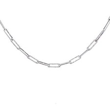 14K Gold Paperclip Diamond Necklace