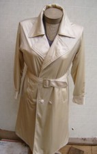 Women’s Trench Pea Full Over Coat Lapel Neck Belted Jacket Parka Outwear L Beige