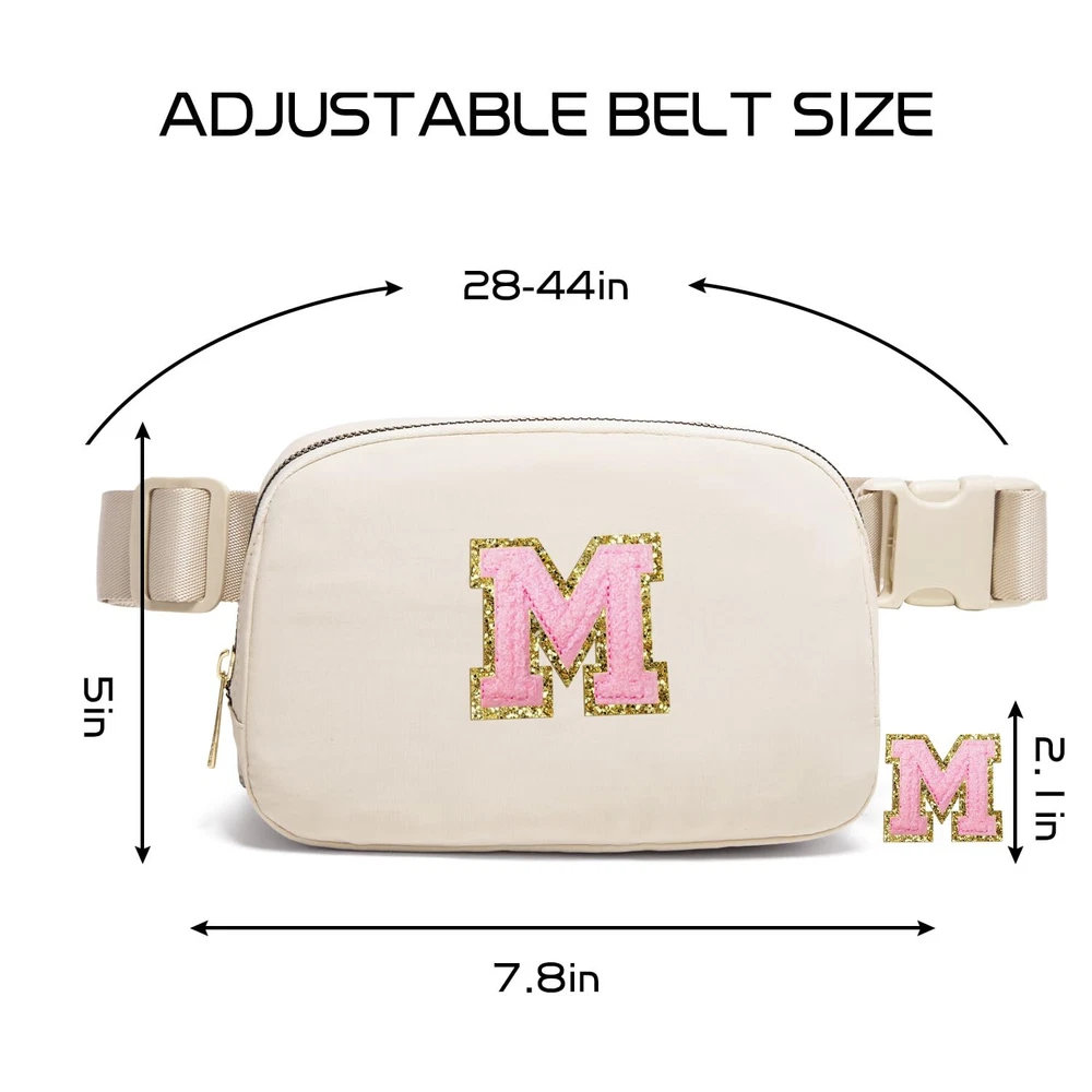 Belt Bag Fanny Pack Crossbody Bags with Initial Letter Patch Cute Stuff Birth...