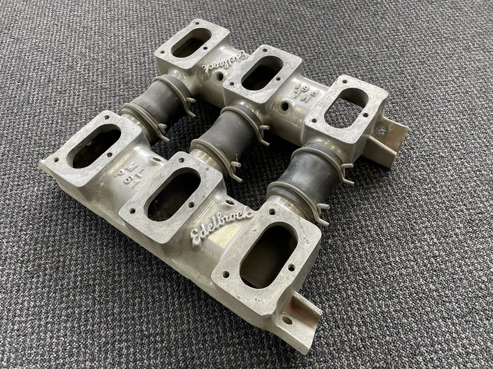 Vintage 6X2 Edelbrock Log Manifolds MLP61 Pontiac 1955-1964 316 347 370 389 421 - image 3 of 4