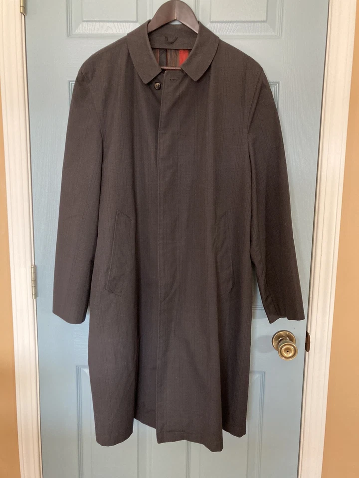 Gabardina vintage para hombre Boston Harbor estampado a cuadros negros/totalmente forrada talla M Foto 2 de 4