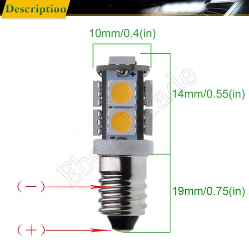 2PCS 24V Warm White E10 1447 9SMD LED Bulb Screw Replace Flashlight Torch Light - Picture 3 of 7