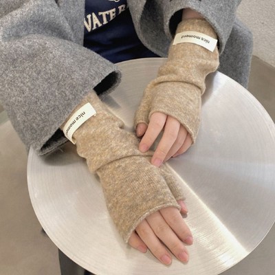 Fingerless Long Wrist Gloves Cashmere Ankle Wrist Sleeves  Girls Women