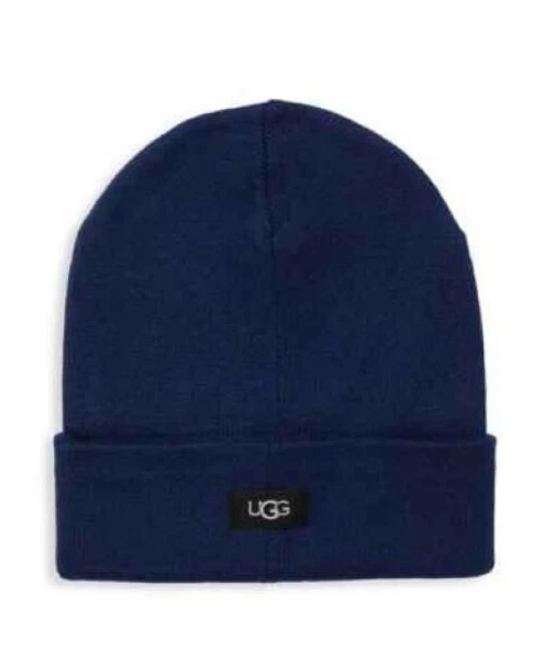 UGG men's Ribbed Logo Beanie knit hat - One size - Navy