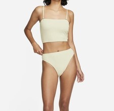 Women's Nike High-Waisted Bandeau Midkini Set; Medium; Cream; NWT