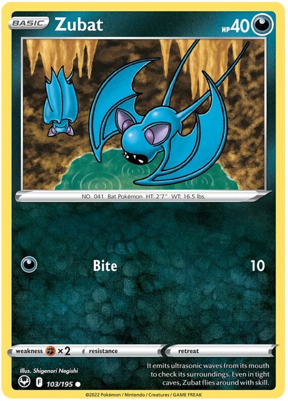 Zubat Pokemon TCG Card 103/195