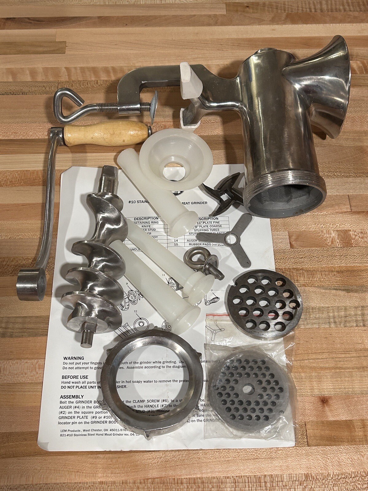 LEM 10 MEAT GRINDER Cast Iron Heavyduty Clampon Manual Hand Grinder