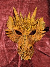 ORANGE Dragon Half Mask, Adult Costume, Halloween party, Cosplay, Theater, LARP