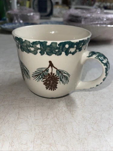 TIENSHAN FOLK CRAFT PINE CONE STONEWARE FOLKCRAFT CHINA Coffee Cup 3 5/8”T 4” W