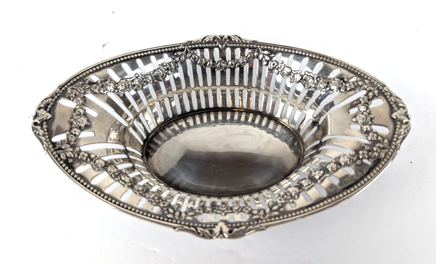 Antique 1908 Sterling Silver Floral Dish by William Hutton & Son 7.5