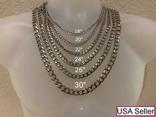 16"-30 "STAINLESS STEEL CUBAN CURB SILVER CHAIN MEN NECKLACE 3/4/5/7/9/10/12 MM