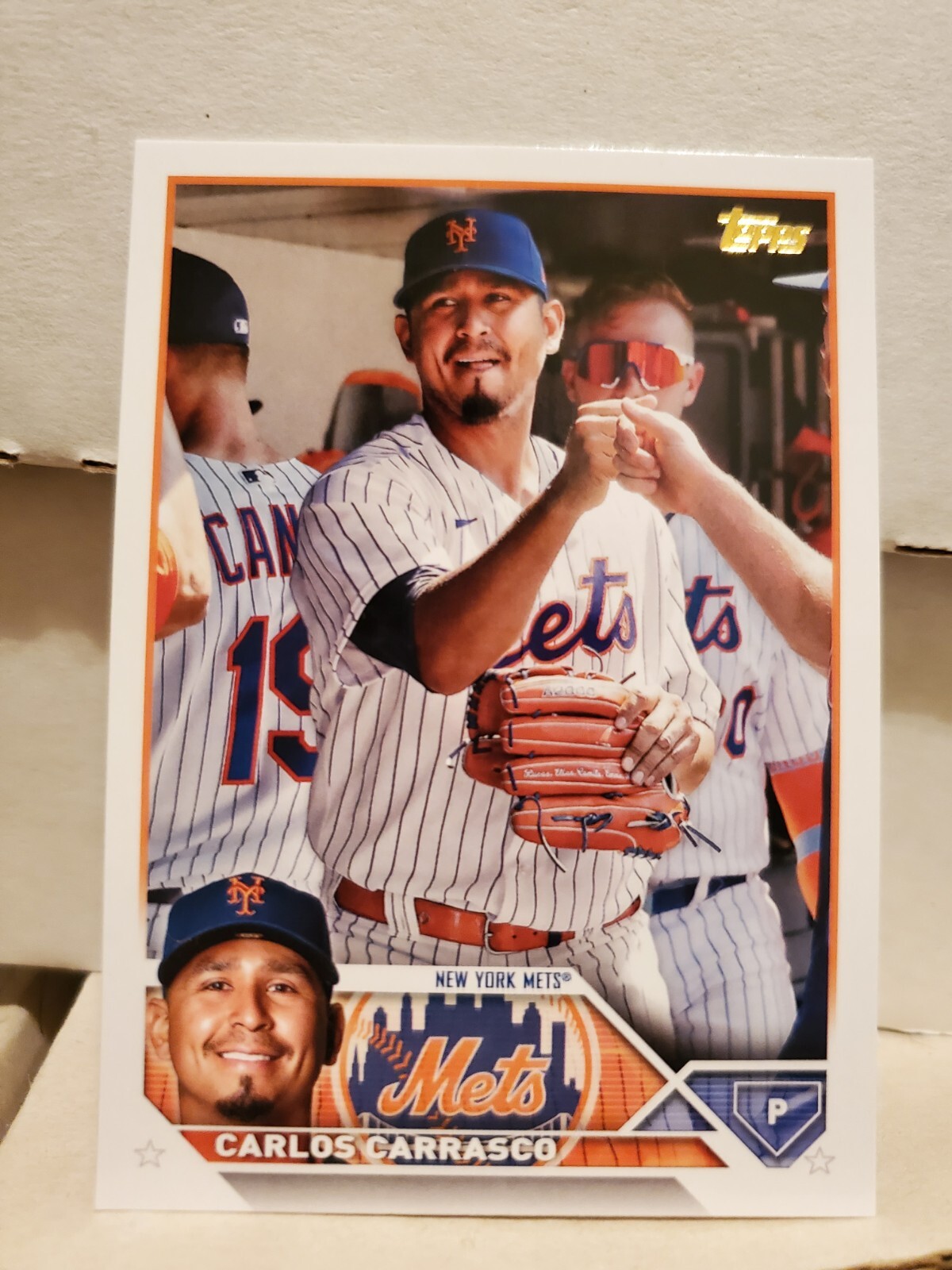 Carlos Carrasco 2023 Topps Series 1 #161 Golden Mirror Image Variation SSP Mets