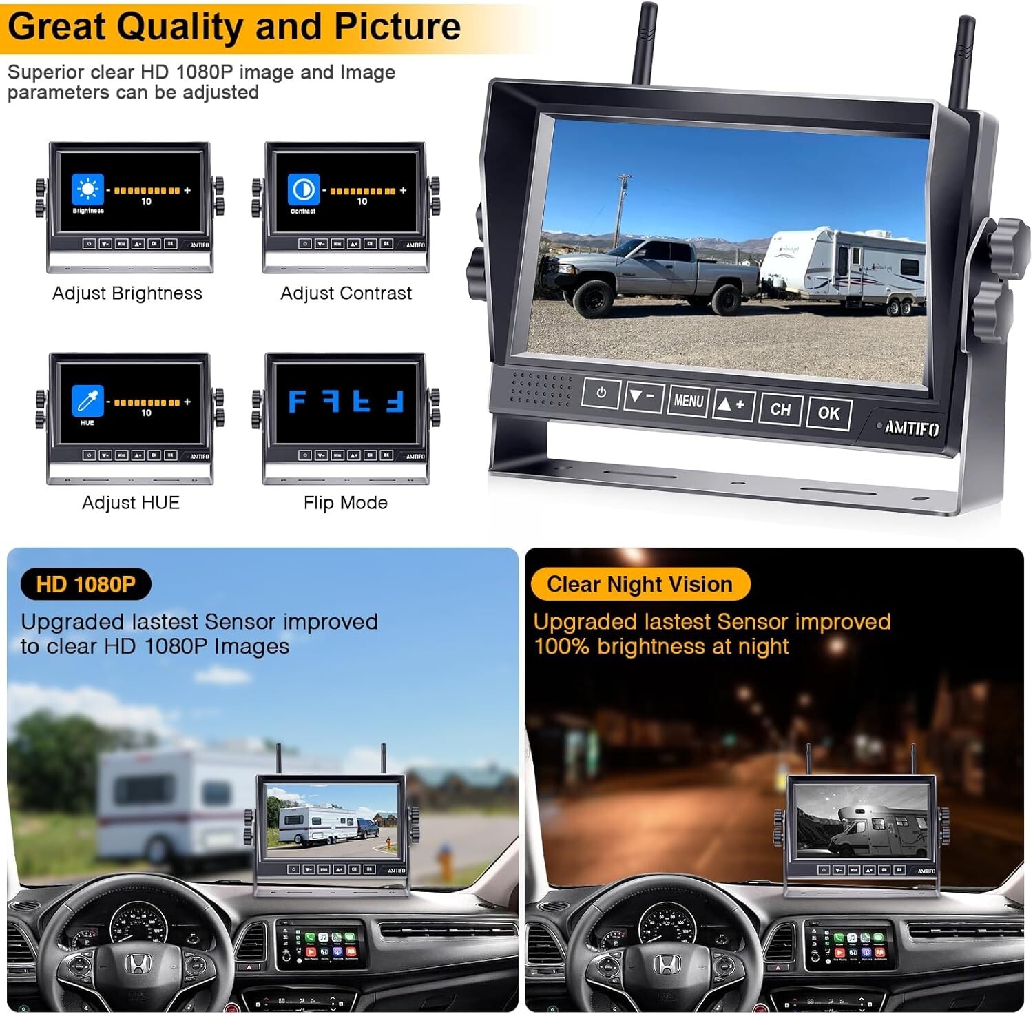 RV Backup Camera Wireless Easy Install: Plug & Play for Furrion Pre-Wired RVs ,,