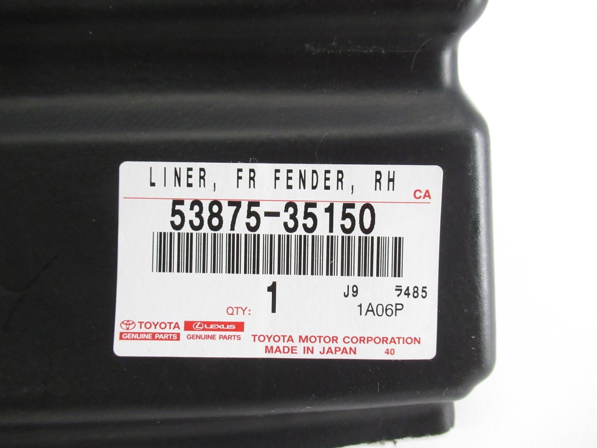 Genuine OEM Toyota 53875-35150 Passenger Front Fender Liner 2014