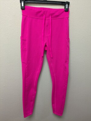 ALO YOGA Girls 7/8 High-Waist Checkpoint Leggings Neon Pink XXS