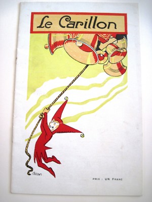 Vintage French Program ''Le Carillon'' w/ Fanciful Cover Picture Jester & Bells * 