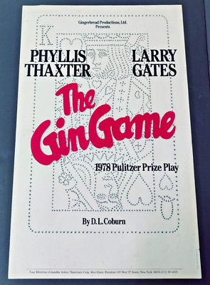 1977 The Gin Game 22"x14" Broadway Theatre Poster Card Larry Gates D.L ...