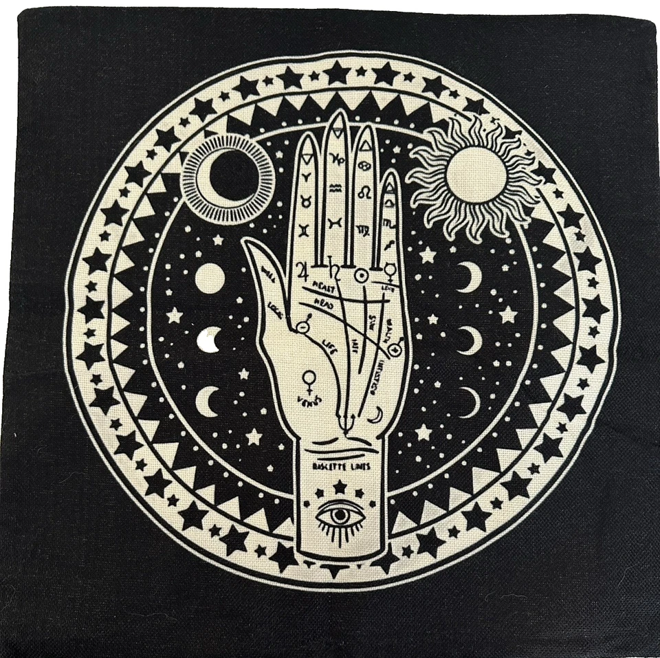 Pair of Throw Pillow Covers  18x18, whimsigoth, sun, palm, astrology - Image 2 of 4