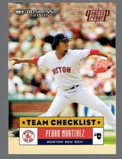 2005 Donruss Pedro Martinez Team Checklist Red Press Proof Baseball Card 084/200