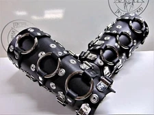 LEATHER STRAPS GAUNTLETS. BLACK METAL ...(MDLG0029).... AGALLOCH'S