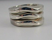 Sterling Silver Bands Rings Wavy Design Set of 3 Stackable Size 6