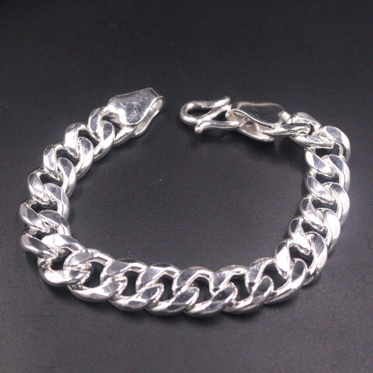 Pure S999 Sterling Silver Chain Men 12mm Miami Cuban Curb