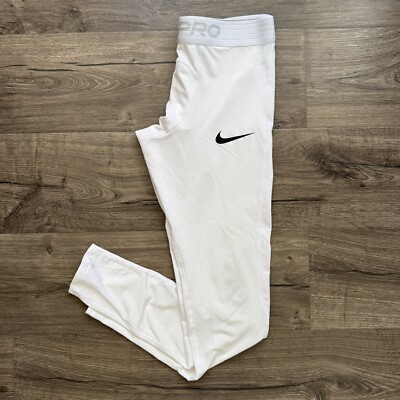 Nike Pro Dri Fit WHITE Basketball Tight Fit Compression Leggings XL Men STAINS