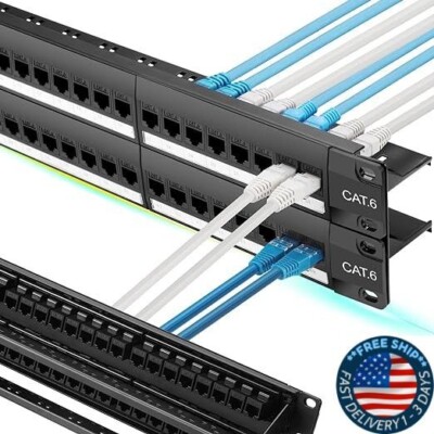 Panel de conexión Cat6 de 48 puertos con soporte Keystone 10G en línea parche.