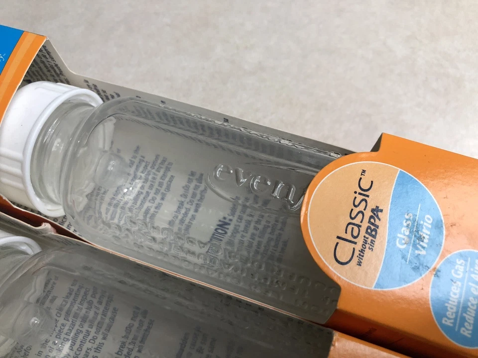 Botella de vidrio 4 Even Flo 8OZ clásica sin BPA 0-3 meses flujo personalizado nueva Foto 3 de 4