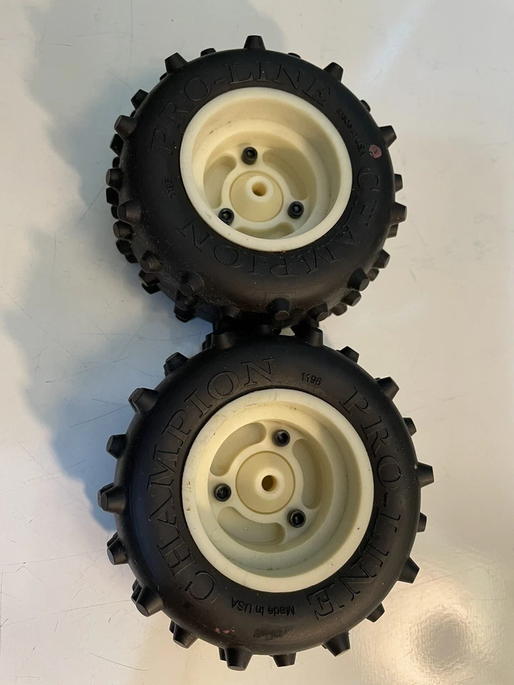 Pro-Line Champion Tires From RC10 Kit 6001 Associated Plus Rims Wheels - Image 2 of 3