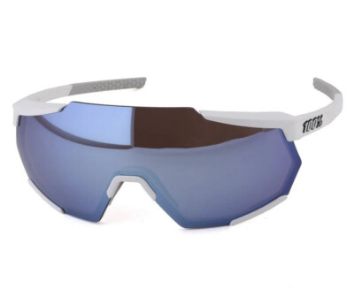 ウェア 100% Racetrap white frame blue lens SPEEDCRAFT - Matte White - HiPER Blue Multilayer Mirror Lens