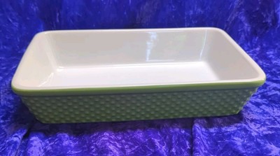 cordon bleu Casserole dish With Green Hob Nail Sides 12.75 X 8.75 Inches 