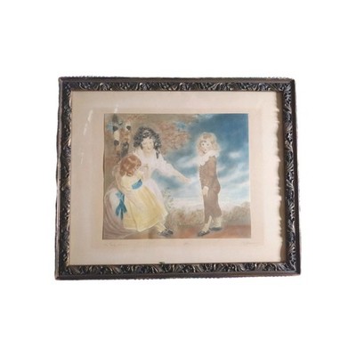 Antique Unknown Artist's Rendering Of ''Setting Sun'' By Hoppner W Frame No Glass