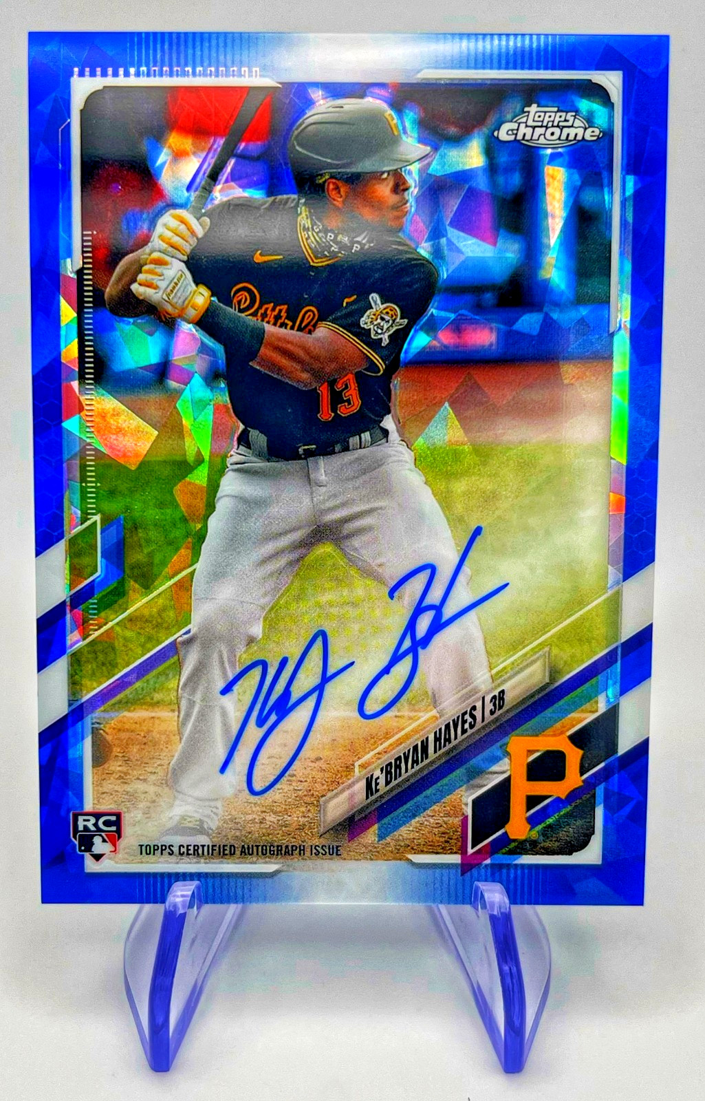 2021 Topps Chrome  Ke'BRYAN HAYES Refractor Blue Sapphire Auto RC  #RA-KH