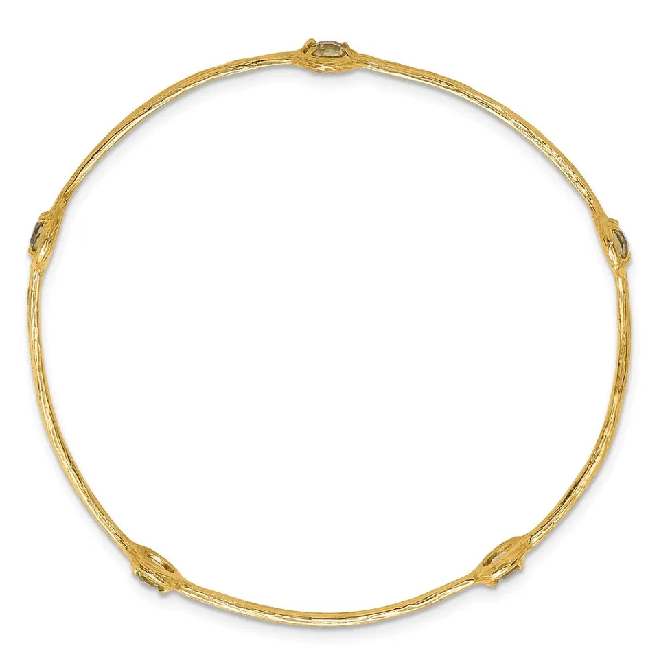 14K Solid Yellow Gold Lemon Topaz Slip On Bangle Bracelet - Image 2 of 4
