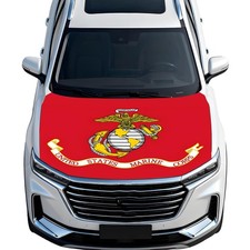 Car Hood Cover Flag - 59x51IN America Hood Covers with 2 Adjustable Triangula...