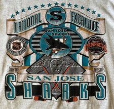 Vintage SAN JOSE Sharks NHL stanley cup short sleeve ash color shirt KV41366